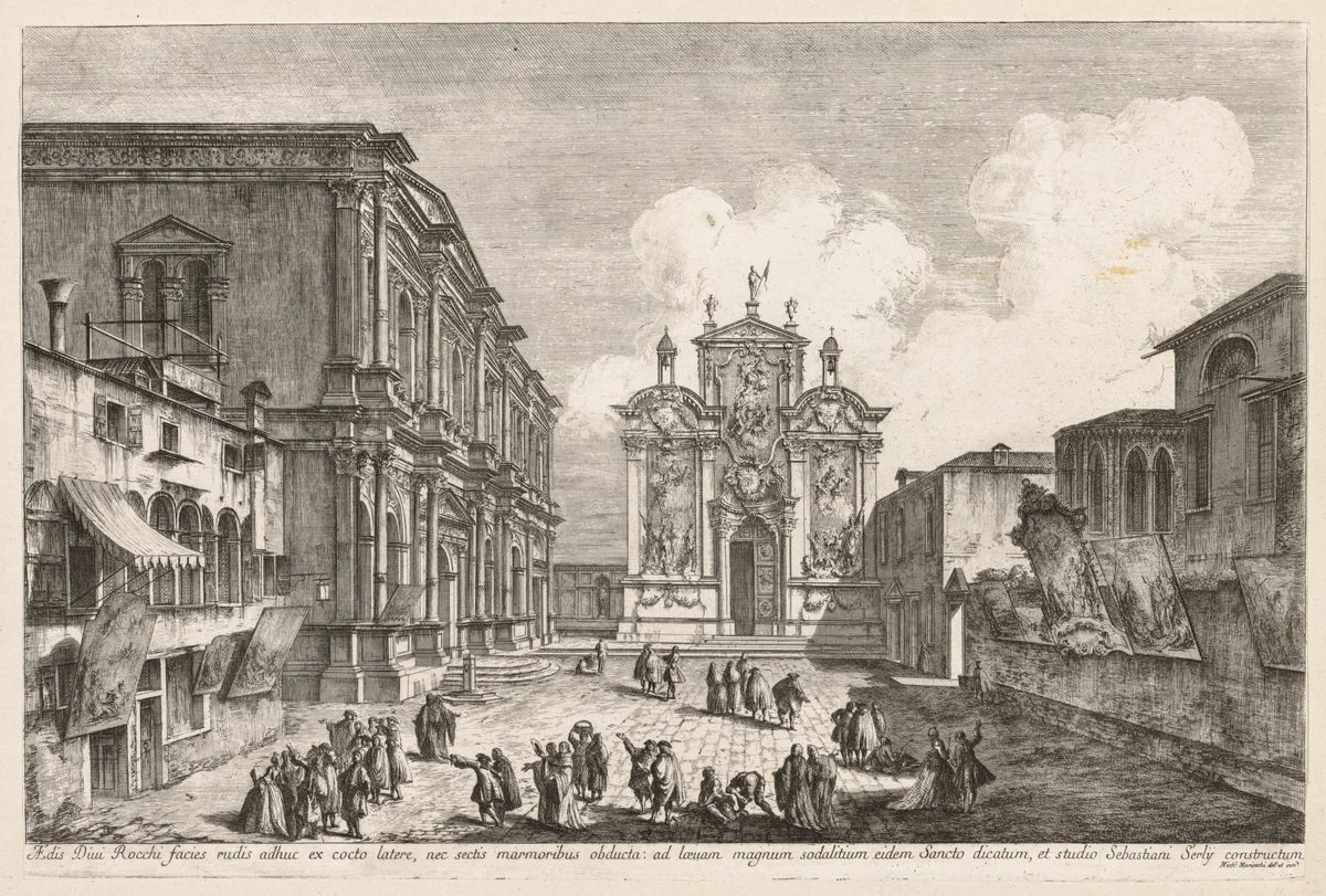 Views of Venice: Campo S. Rocco by Michele Marieschi, print, 1741
