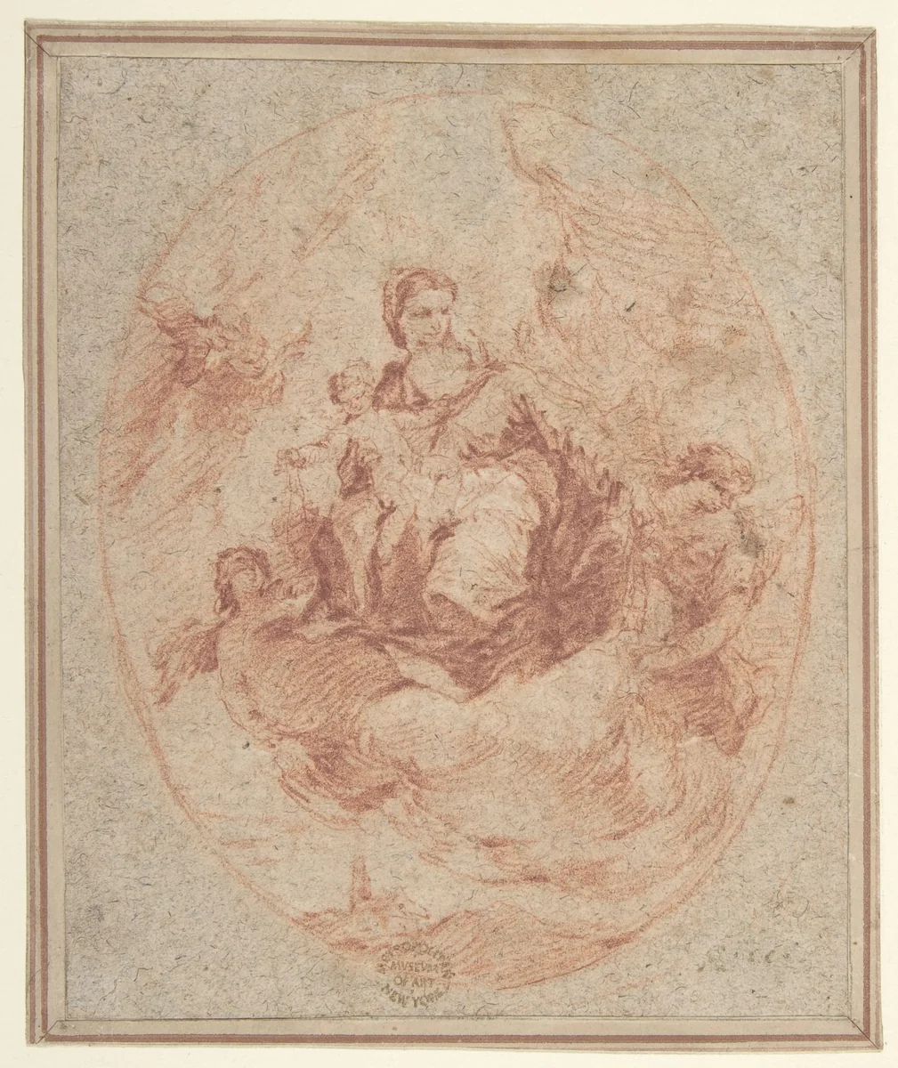 The Virgin and Child Holding Scapulars by Francesco Guardi, drawing, 1712-1793