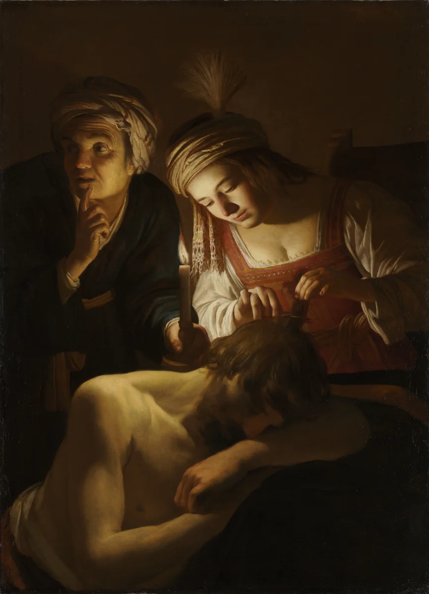 Samson and Delilah by Gerrit van Honthorst, painting, 1615-1617