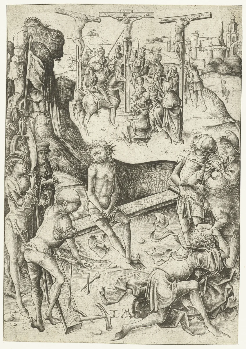 De kruisiging by Unknown, print, 1455-1503