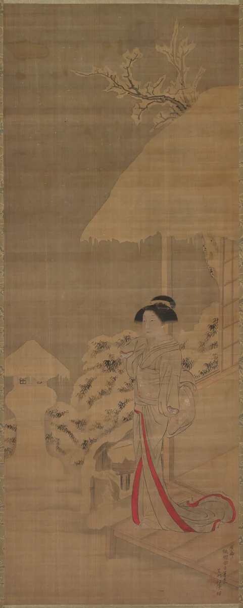 Beauty (Bijin) in the Snow by Shiba Kōkan (司馬江漢), painting, 1775-1818