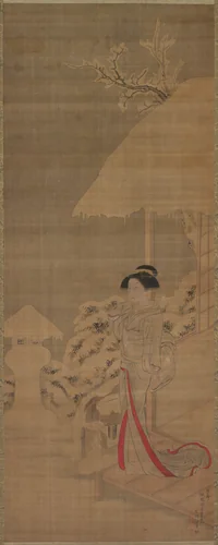 Beauty (Bijin) in the Snow by Shiba Kōkan (司馬江漢), painting, 1775-1818