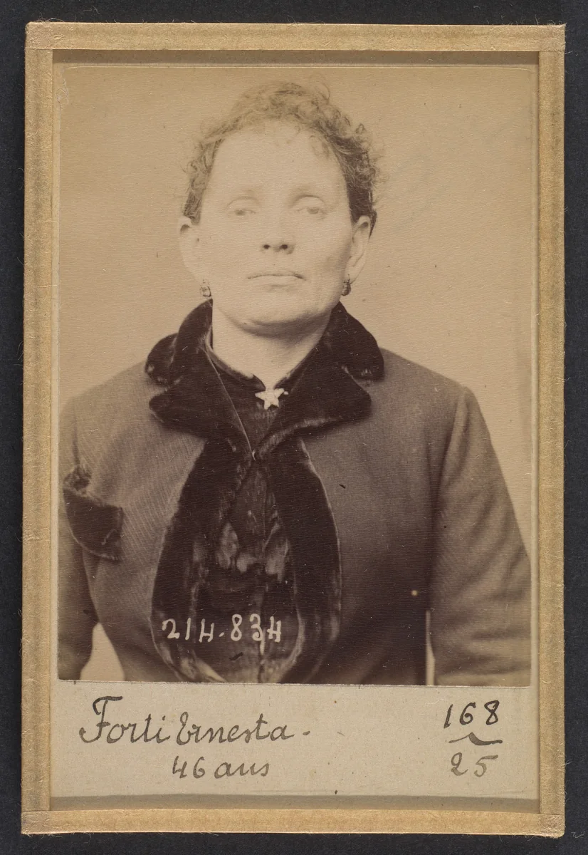 Forti. Ernesta. 45 (ou 46) ans, née à Lodi (Italie). Laitière. Anarchiste. 27/2/94. by Alphonse Bertillon, photograph, 1894