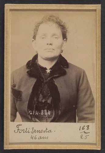 Forti. Ernesta. 45 (ou 46) ans, née à Lodi (Italie). Laitière. Anarchiste. 27/2/94. by Alphonse Bertillon, photograph, 1894