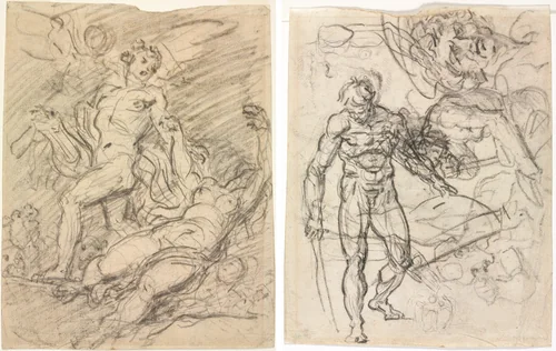 Orpheus and Eurydice (recto); Figure Studies (verso) by Jean Honoré Fragonard, drawing, 1757-1766