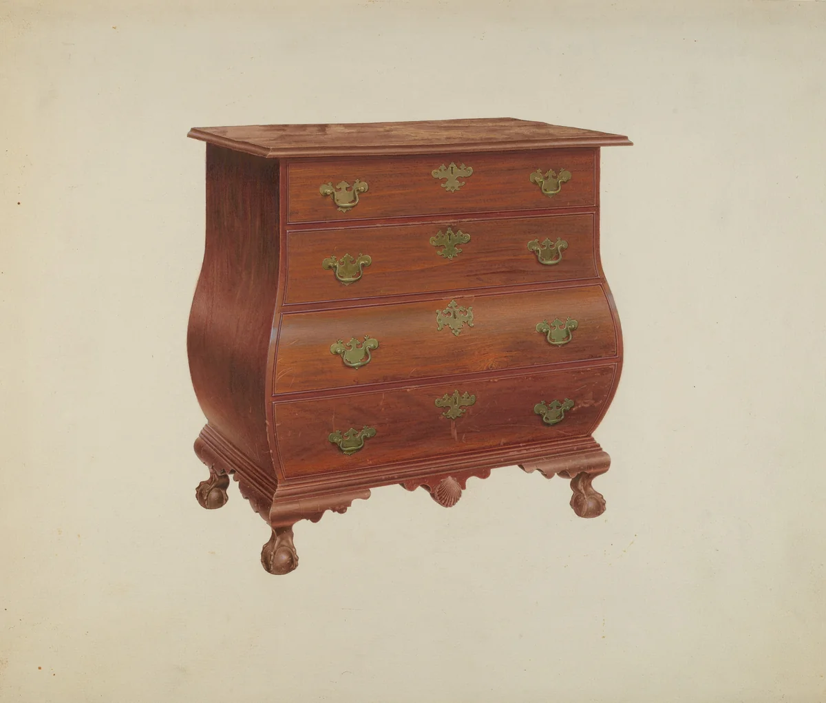 Bombe Front Chest of Drawers by Alfred H. Smith, index of american design, 1938