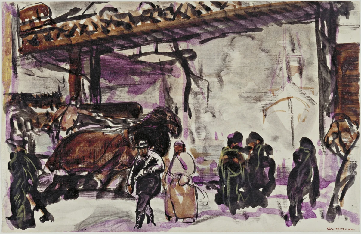 Under the Elevated by George Bellows, drawing, 1908