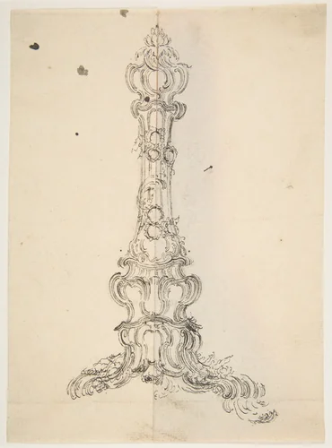 Design for a Candlestick by anonymous, drawing, 1700-1799