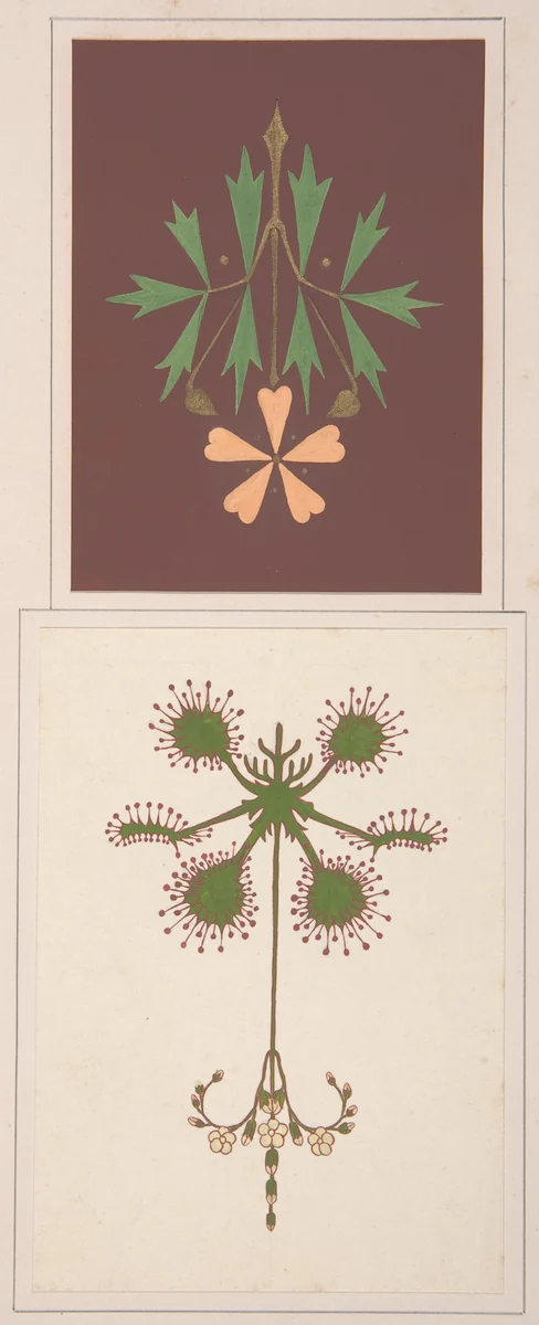 Two design drawings by Christopher Dresser, drawing, 1878-1888