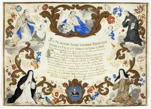 Investiture Certificate of Sister Maria Theresa Baglioni by Artist Unknown, painting, 1712-1722