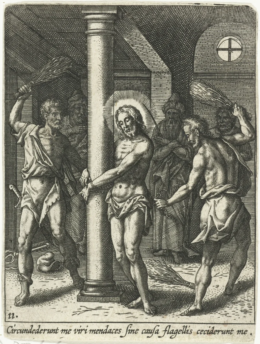 Geseling van Christus by Adriaen Collaert, print, 1570-1618