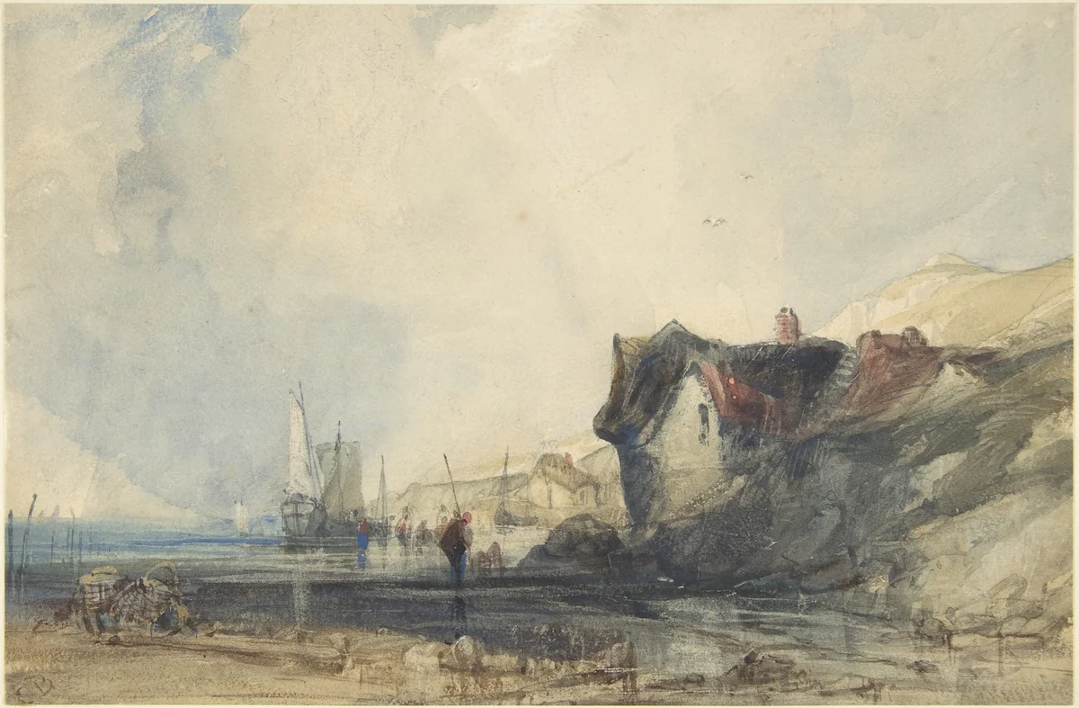 View on the coast at Deal by Charles Bentley, drawing, 1841-1851