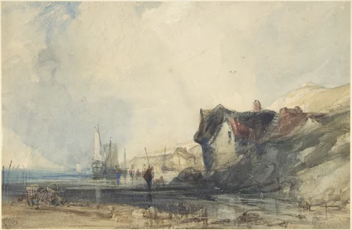 View on the coast at Deal by Charles Bentley, drawing, 1841-1851
