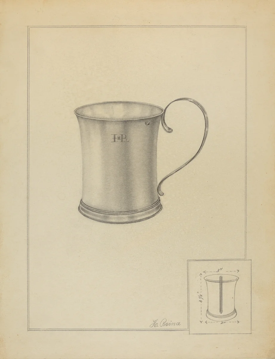 Silver Mug by Horace Reina, index of american design, 1936