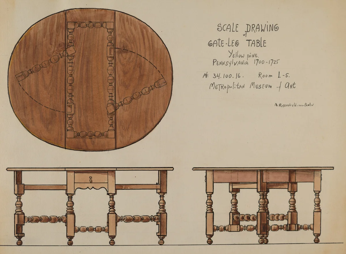 Gate-leg Table by M. Rosenshield-von-Paulin, index of american design, 1936