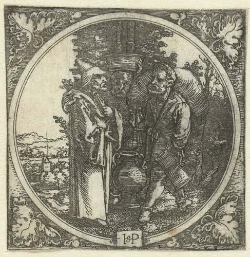 Man en twee knechten of dragers by Unknown, print, 1510-1550