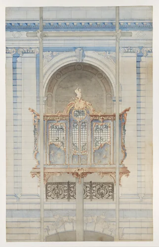 Competition Design for an Elevator Cabin (Godeboeuf Prize) by anonymous, drawing, 1885-1895