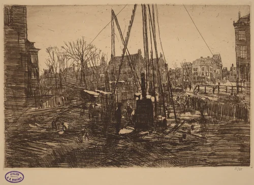 Scene in a Dutch City with Pile Driver in Foreground by George Hendrik Breitner, print, 1857-1923