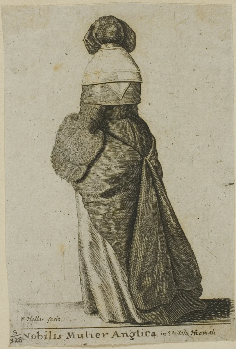 English Noblewoman in Winter Clothing by Wenceslaus Hollar, print, 1643