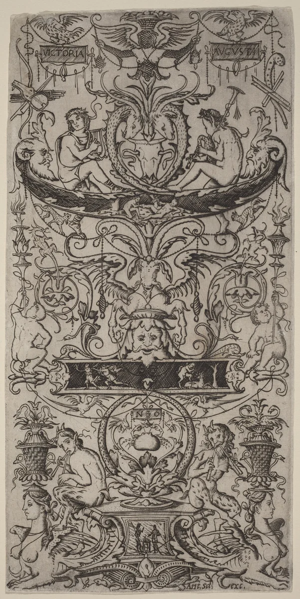 Ornament Panel: Victoria Augusta by Nicoletto da Modena, print, 1507