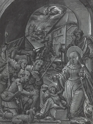 The Birth of Christ [verso] by German 16th Century, drawing, 1600