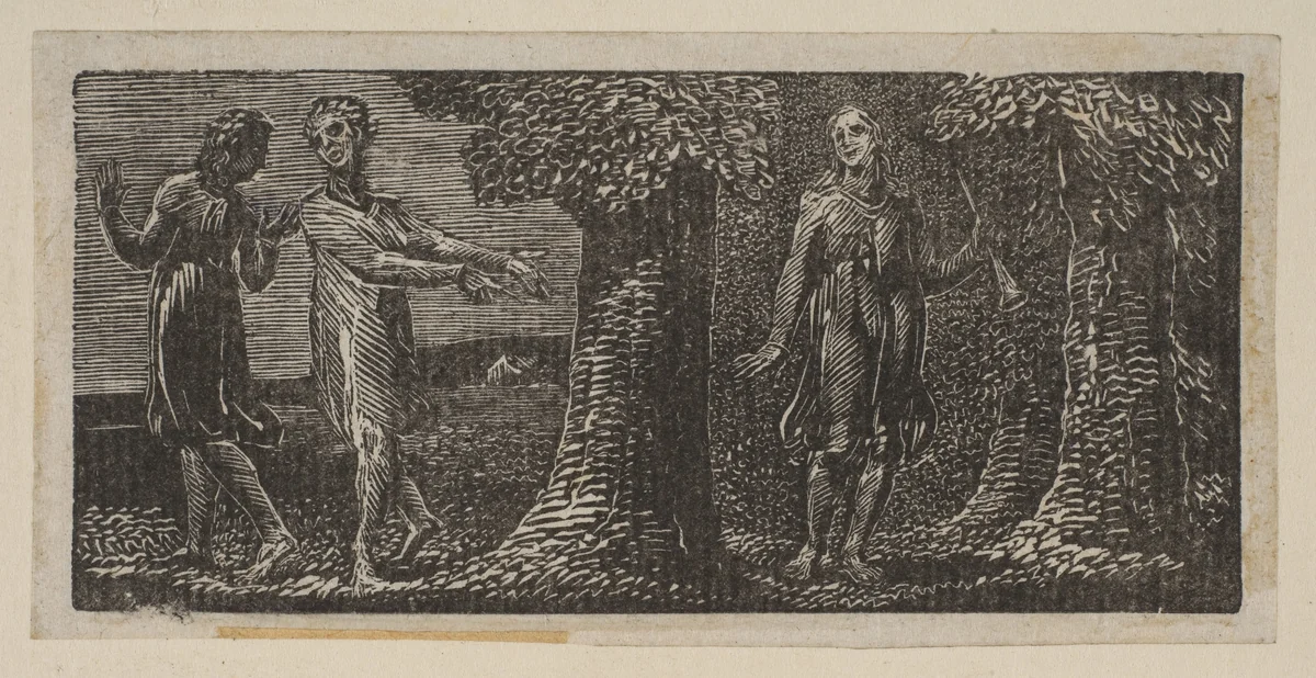 Colinet Mocked by Two Boys, from Thornton's "Pastorals of Virgil" by William Blake, print, 1821