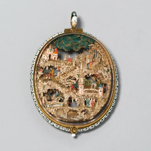 Double-Sided Pendant with Scenes from the Lives of Saint Francis and of Christ by German or Austrian, metalwork, 1600-1700