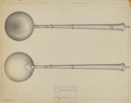 Silver Ladle by Hester Duany, index of american design, 1937