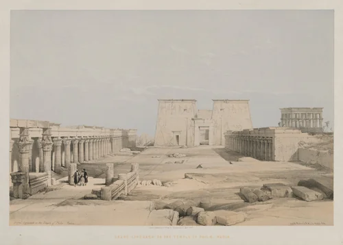 Egypt and Nubia, Volume I: Grand Approach to the Temple of Philae, Nubia by Louis Haghe, print, 1847