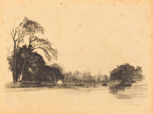 Banks of the Tamise by Maxime Lalanne, print, 1869