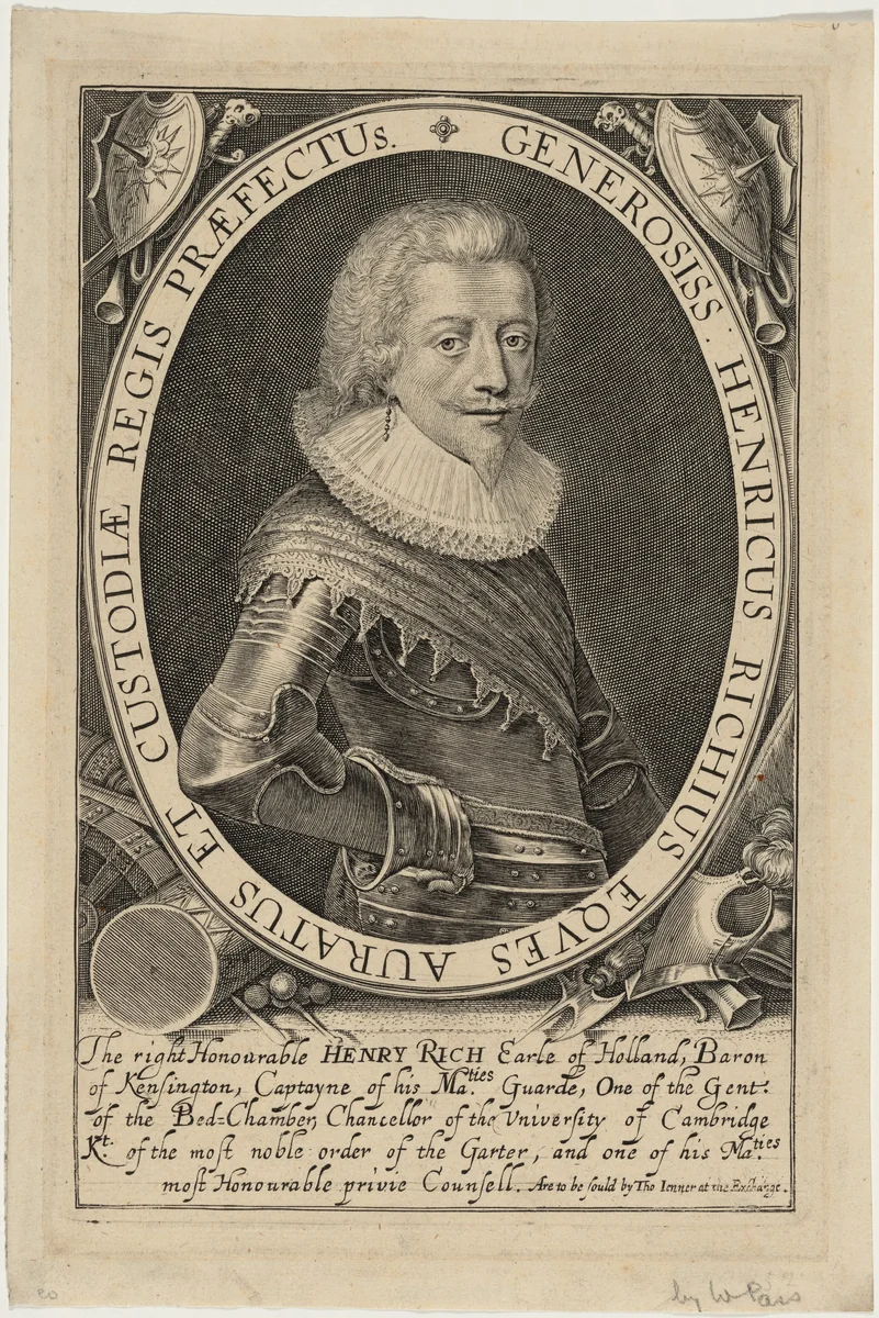 Henry Rich, First Earl of Holland by Willem de Passe, print, 1598-1637