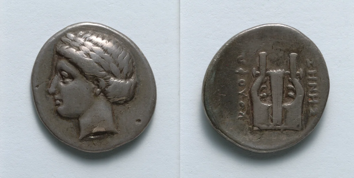 Drachm: Head of Apollo (obverse); Lyre (reverse) by Unknown, metalwork, -389--350
