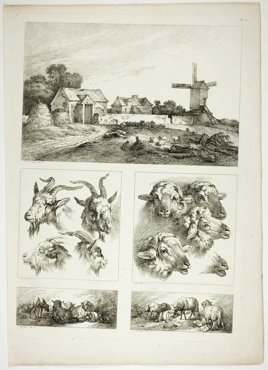 Plate 28 of 38 from Oeuvres de J. B. Huet by Jean Baptiste Huet, print, 1796-1799
