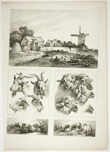 Plate 28 of 38 from Oeuvres de J. B. Huet by Jean Baptiste Huet, print, 1796-1799
