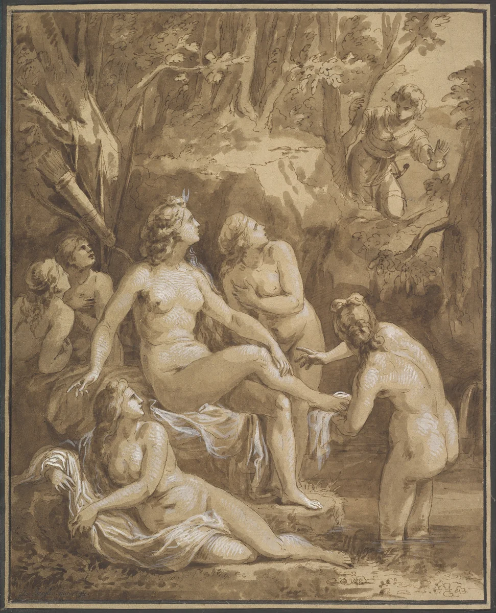 Diana and Actaeon by Joseph Bergler, drawing, 1773-1829