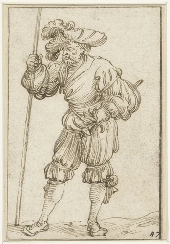 Staande landsknecht by Unknown, drawing, 1510-1550