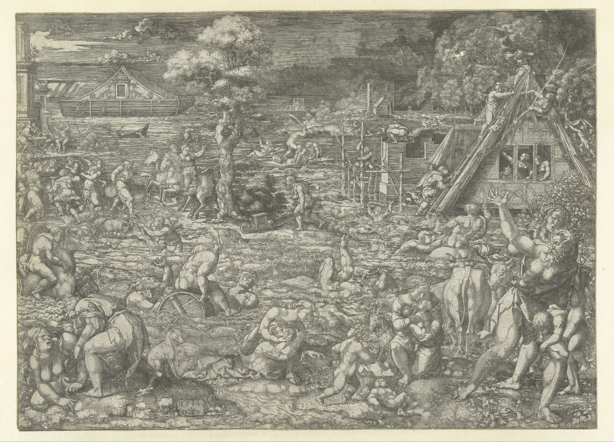 De zondvloed by Unknown, print, 1544