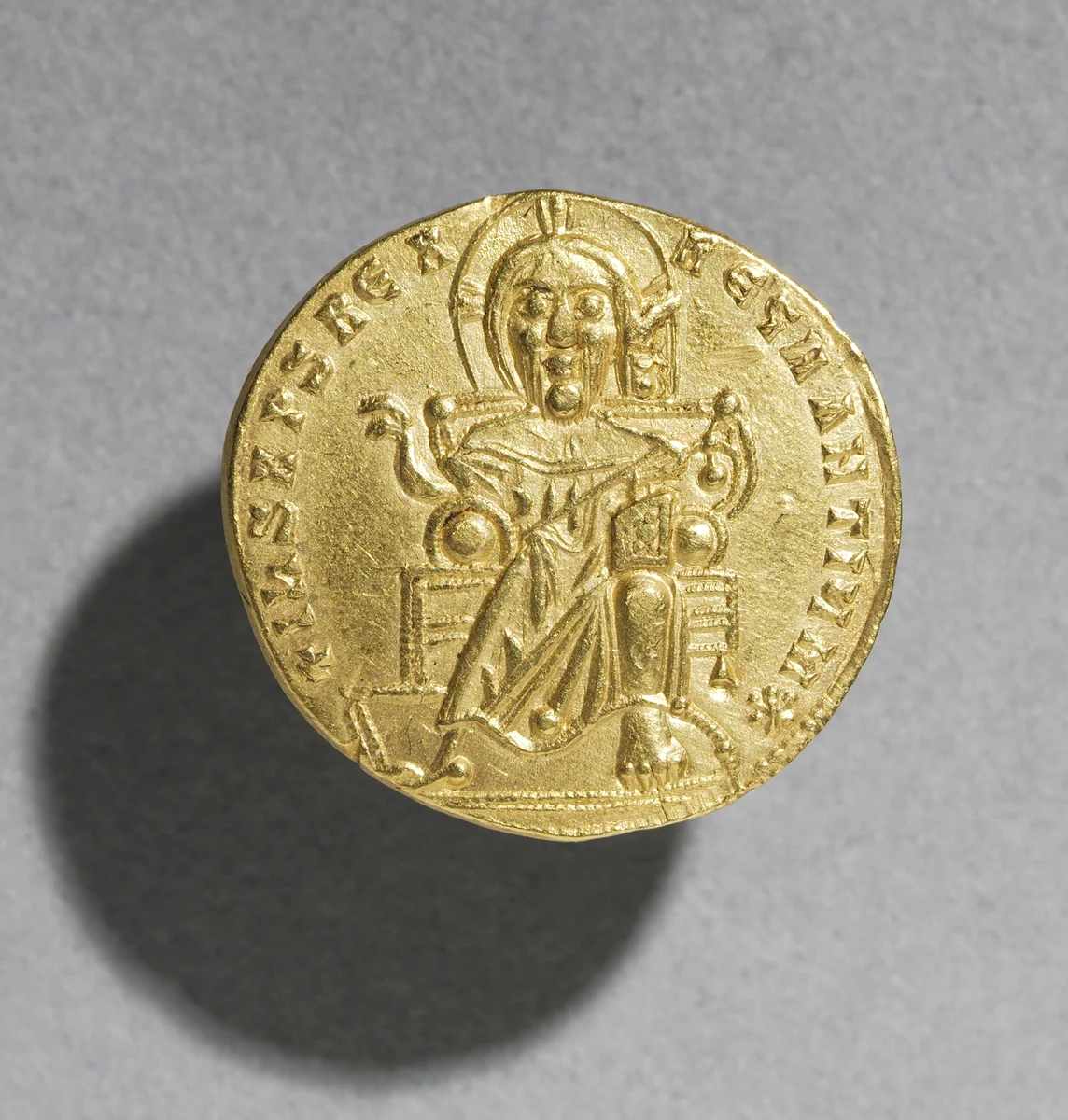Solidus with Romanus I Lecapenus and His Son Christopher (obverse) by Unknown, metalwork, 920-944