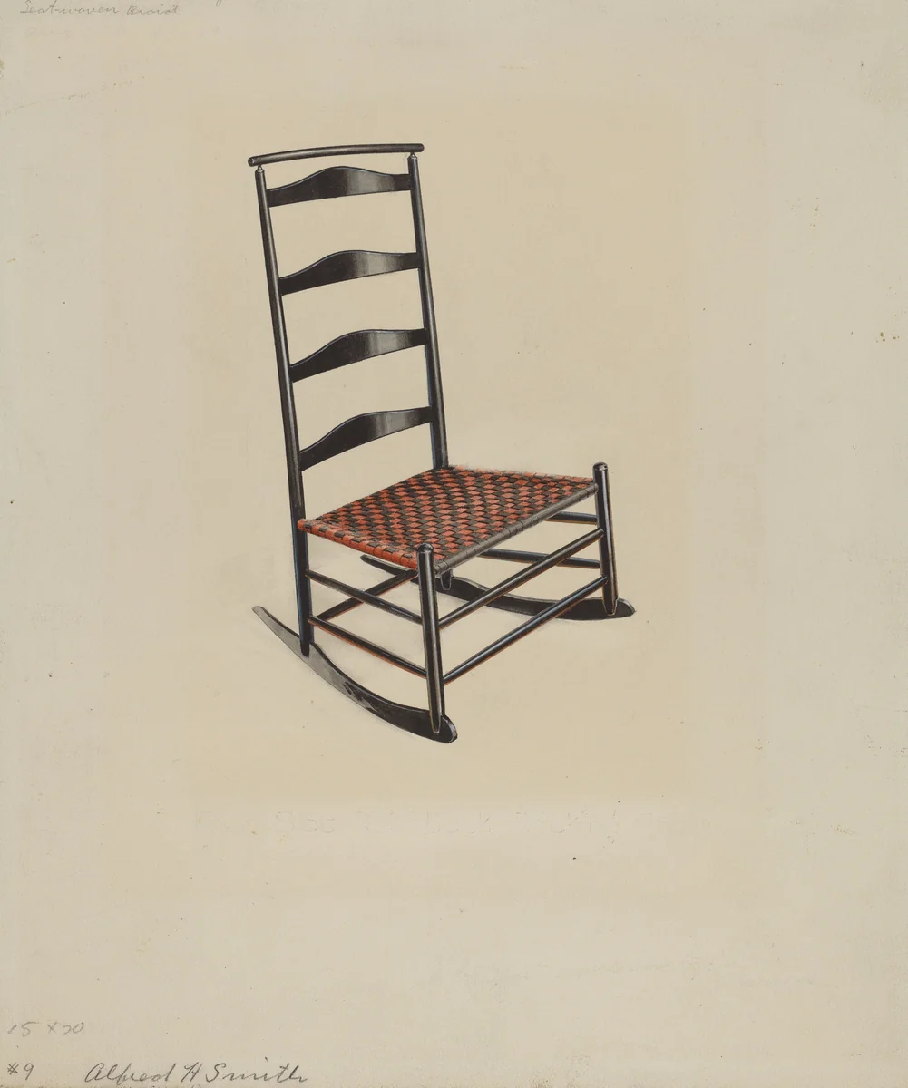 Shaker Rocking Chair by Alfred H. Smith, index of american design, 1936