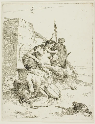 Satyr Family with the Obelisk, from Scherzi by Giovanni Battista Tiepolo, print, 1735-1740