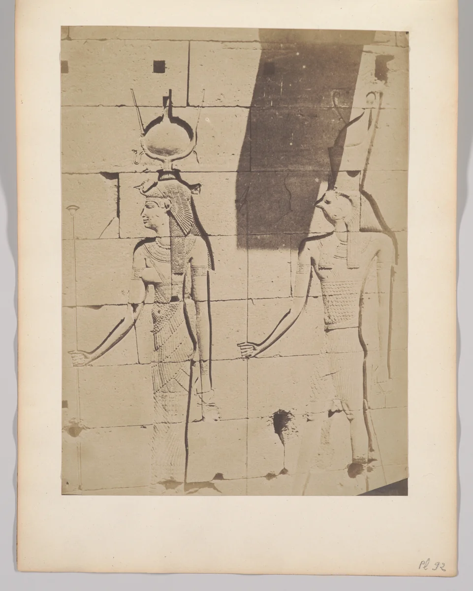 Kalabcheh, sculptures de la facade postérieure du temple by Maxime Du Camp, photograph, 1849-1851