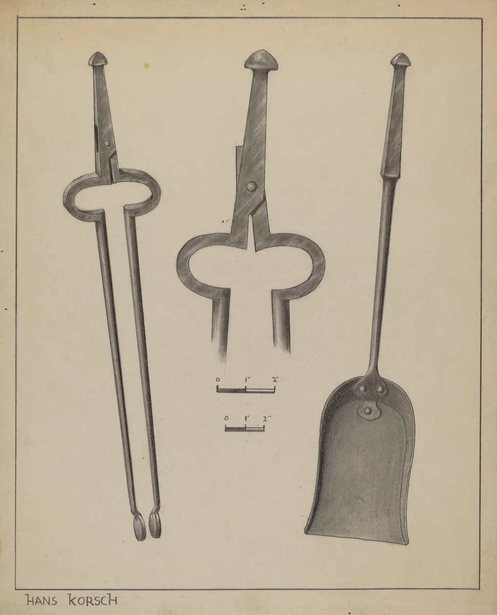 Fire Tongs and Shovel by Hans Korsch, index of american design, 1937