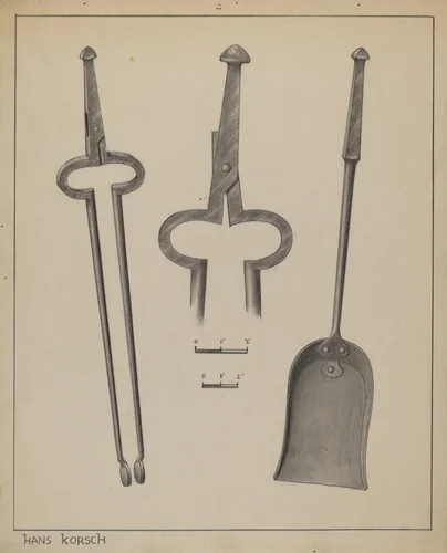 Fire Tongs and Shovel by Hans Korsch, index of american design, 1937