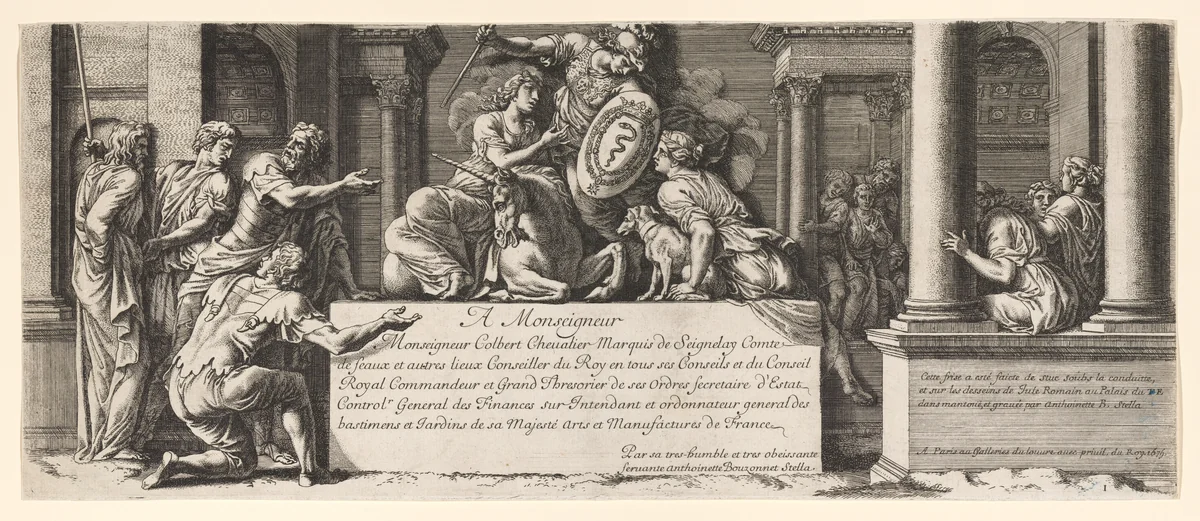 Friezes after Giulio Romano, in Palazzo del Te by Antoinette Bouzonnet Stella, print, 1675