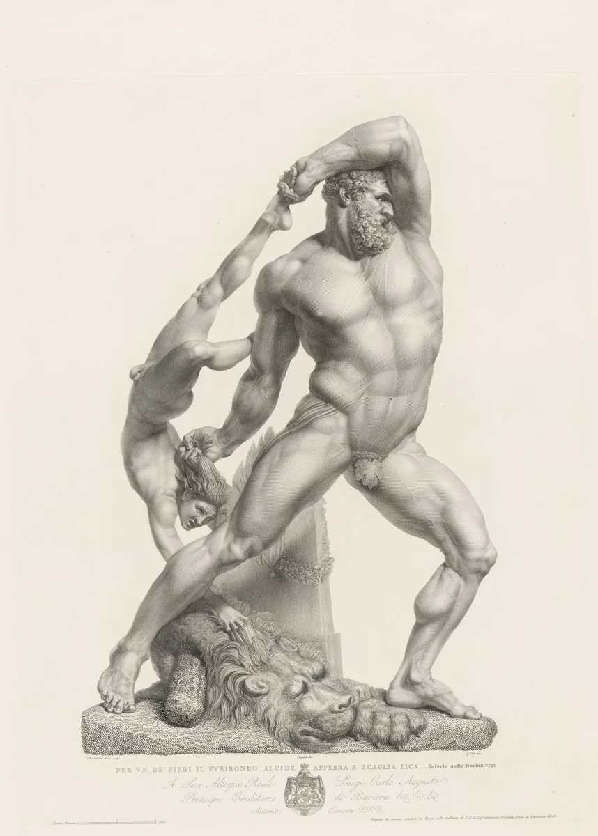 Hercules and Lichas, Seen from the Front by Pietro Fontana, print, 1812