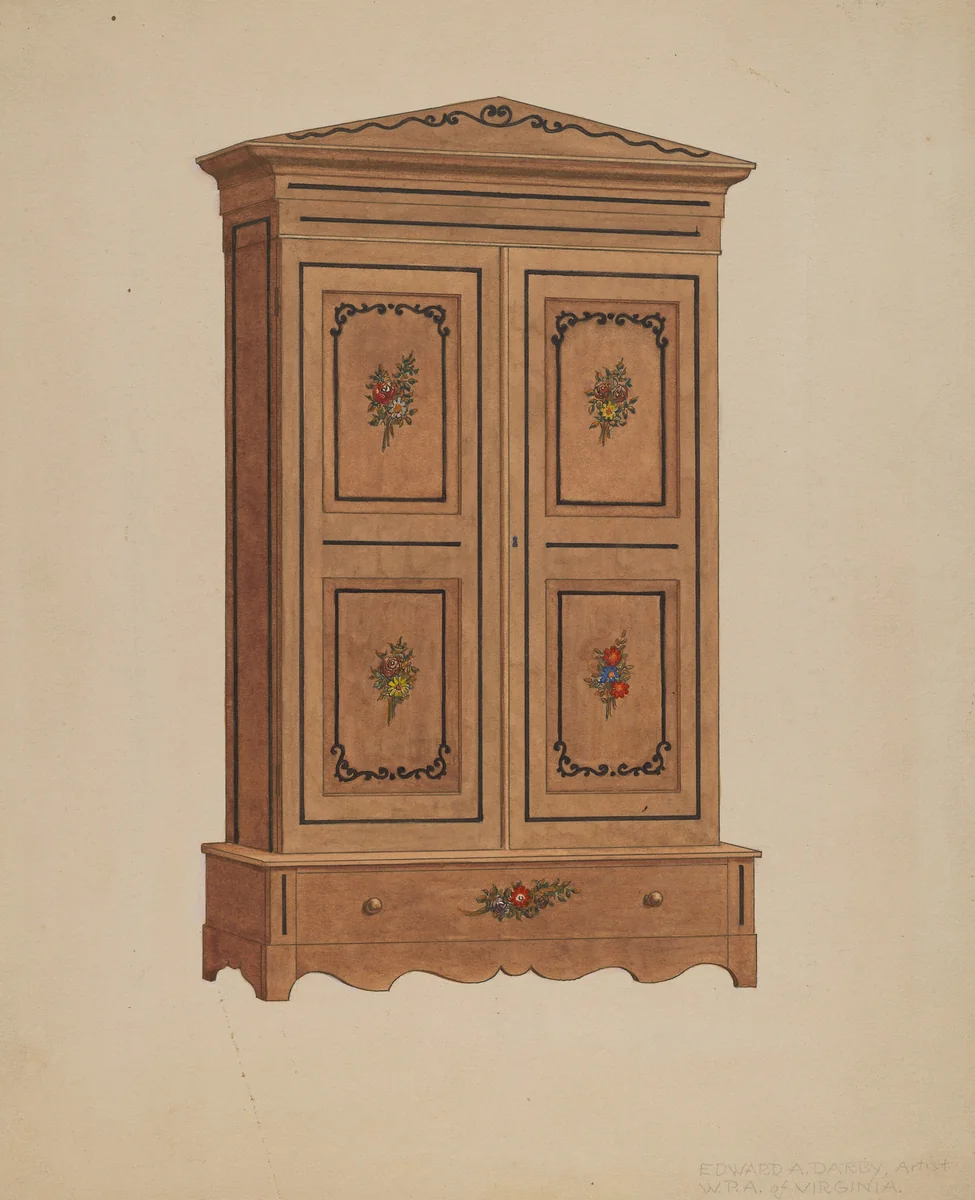 Painted Wardrobe by Edward A. Darby, index of american design, 1935-1942