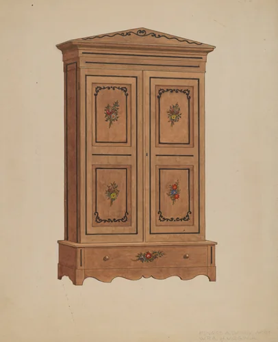 Painted Wardrobe by Edward A. Darby, index of american design, 1935-1942