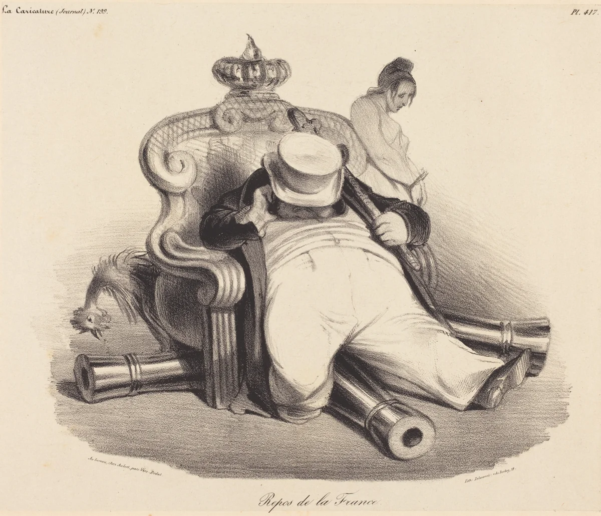 Repos de la France by Honoré Daumier, print, 1834