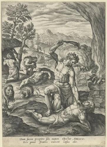 Kaïn doodt Abel by Unknown, print, 1591