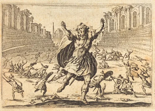 Skirmish in a Roman Circus by Jacques Callot, print, 1622